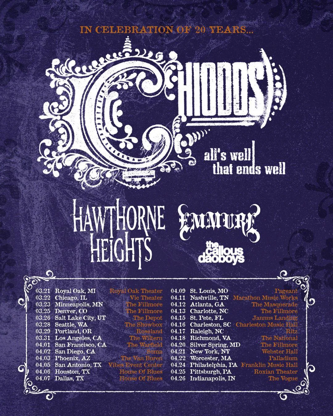 Chiodos 2026 concert poster
